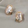 Freshwater mussel shell butterfly ear studs details Picture